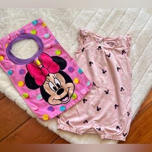 Baby Gap Disney w/Minnie Mouse Dots Ruffle-Shoulder Romper Size 12-18 Months